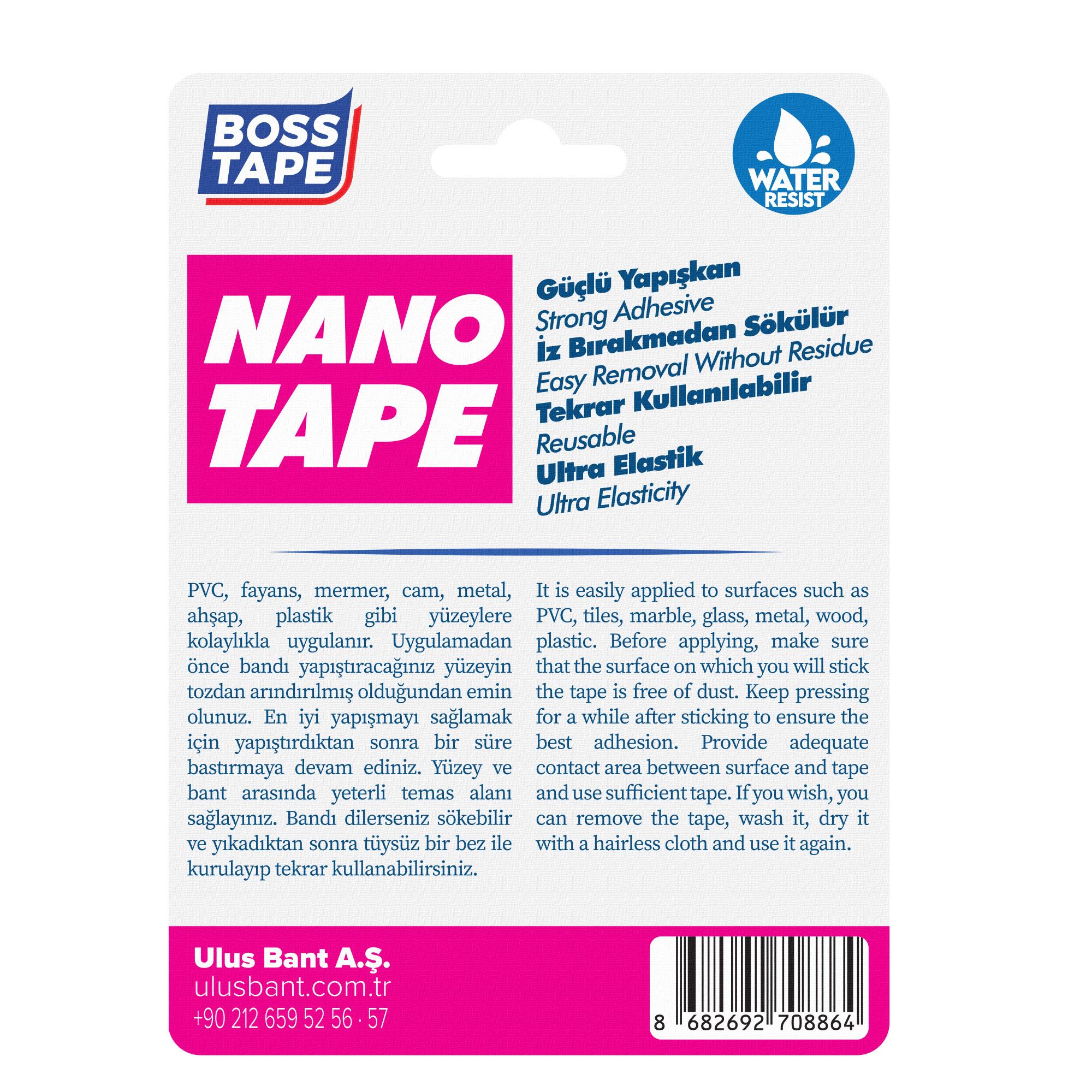 Boss TapeÇift Taraflı BantlarNano Bant Pembe Çift Taraflı En:19mm Boy: 2mt
