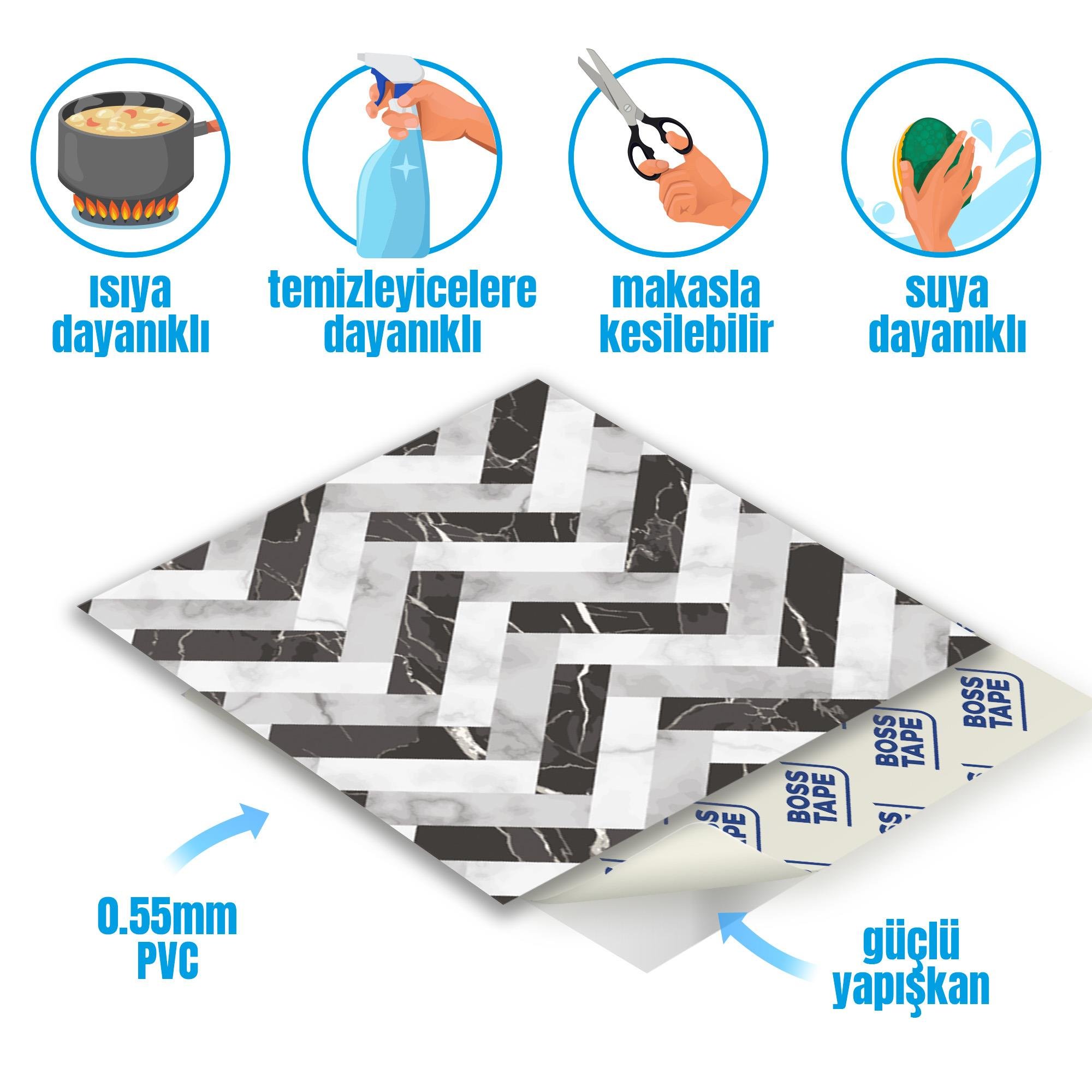 Boss TapeDöşemeParke Desen Pvc Karo 30x30cm