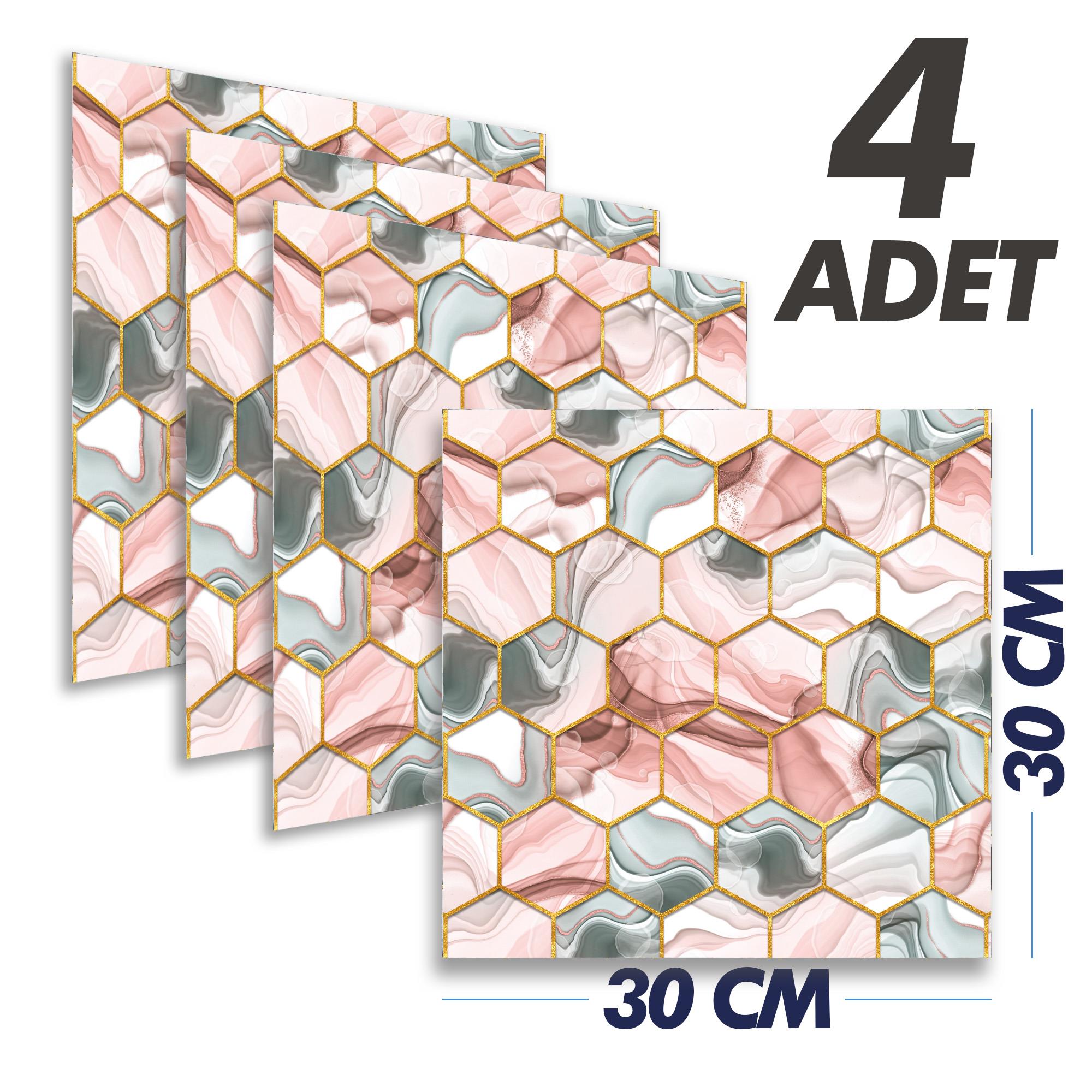 Boss TapeDöşemePembe Altıgen Pvc Karo 30x30cm