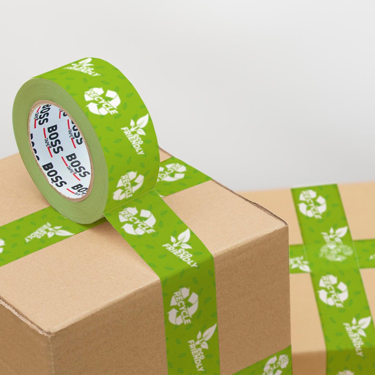 Boss TapeElektrik BantlarıRecycle Geri Dönüştürülebilir Uyarılı Baskılı Koli Bandı En:50mm Boy:66mt
