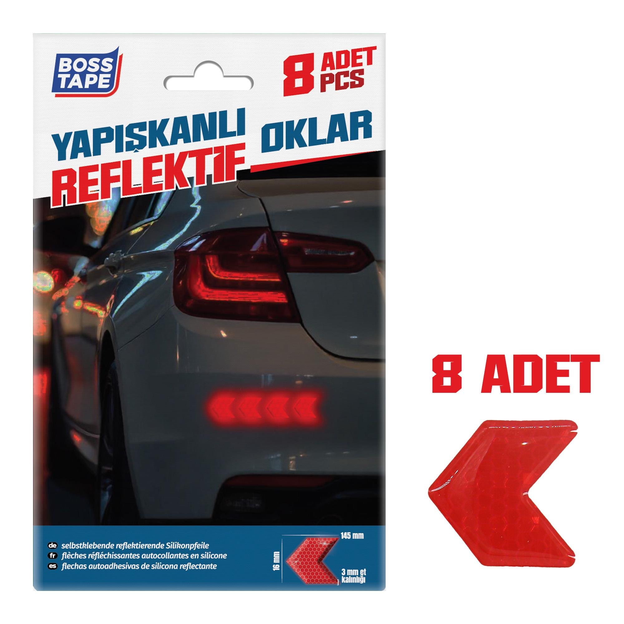 Boss TapeReflektif BantlarReflektörlü Silikon Kapı Uyarı Kırmızı Şeritler 3mm Et Kalınlığı