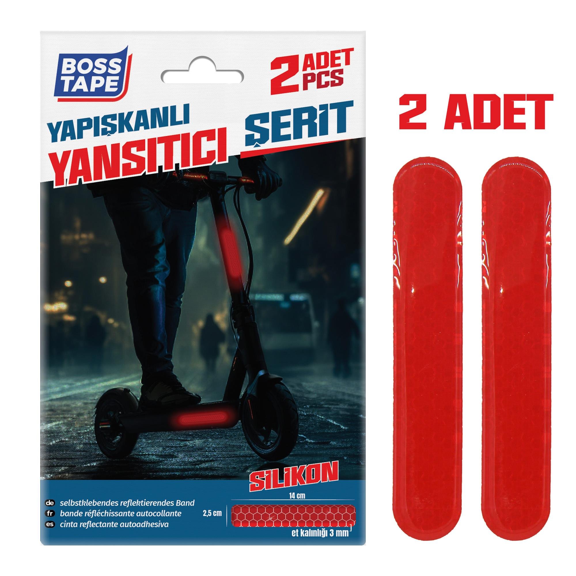 Boss TapeReflektif BantlarReflektörlü Silikon Uyarı Şeritleri 3mm Et Kalınlığı