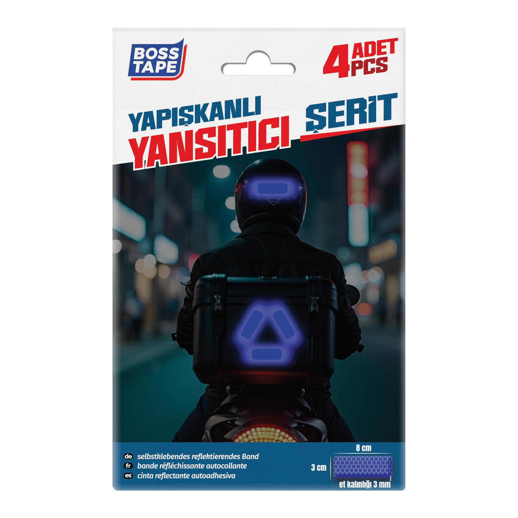 Boss TapeReflektif BantlarReflektörlü Silikon Yapışkanlı Mavi Şeritler 3mm Et Kalınlığı