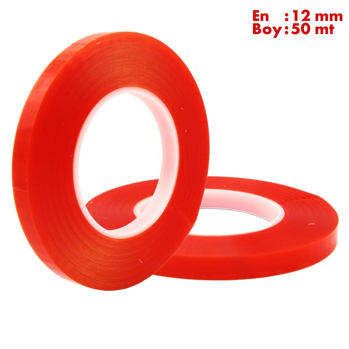 Boss TapeElektrik BantlarıŞeffaf Çift Taraflı Polyester Bant En:12mm Boy:50mt Kalınlık:160mik