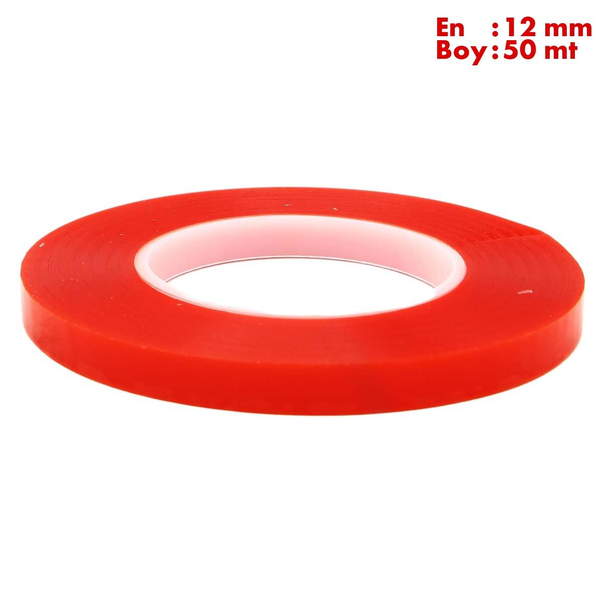 Boss TapeElektrik BantlarıŞeffaf Çift Taraflı Polyester Bant En:12mm Boy:50mt Kalınlık:160mik