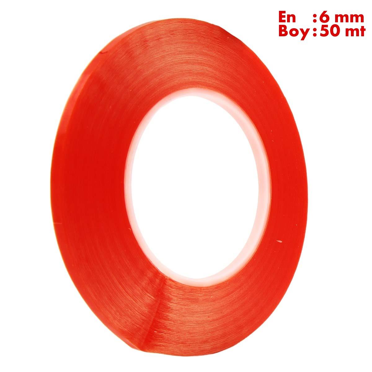 Boss TapeElektrik BantlarıŞeffaf Çift Taraflı Polyester Bant En:6mm Boy:50mt Kalınlık:160mik