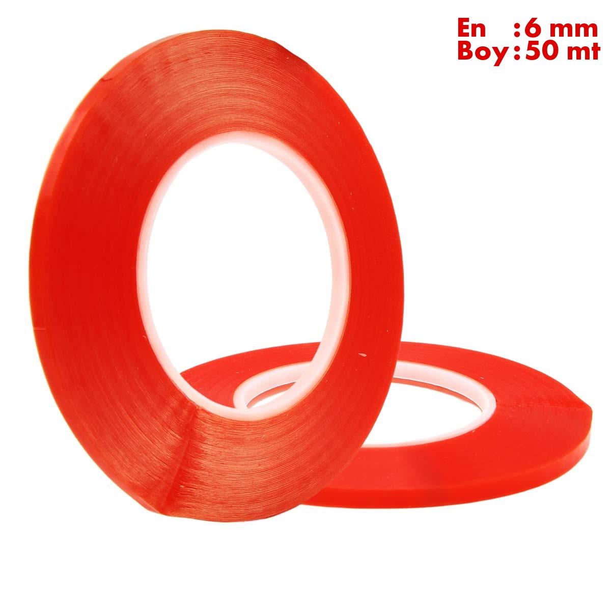 Boss TapeElektrik BantlarıŞeffaf Çift Taraflı Polyester Bant En:6mm Boy:50mt Kalınlık:160mik