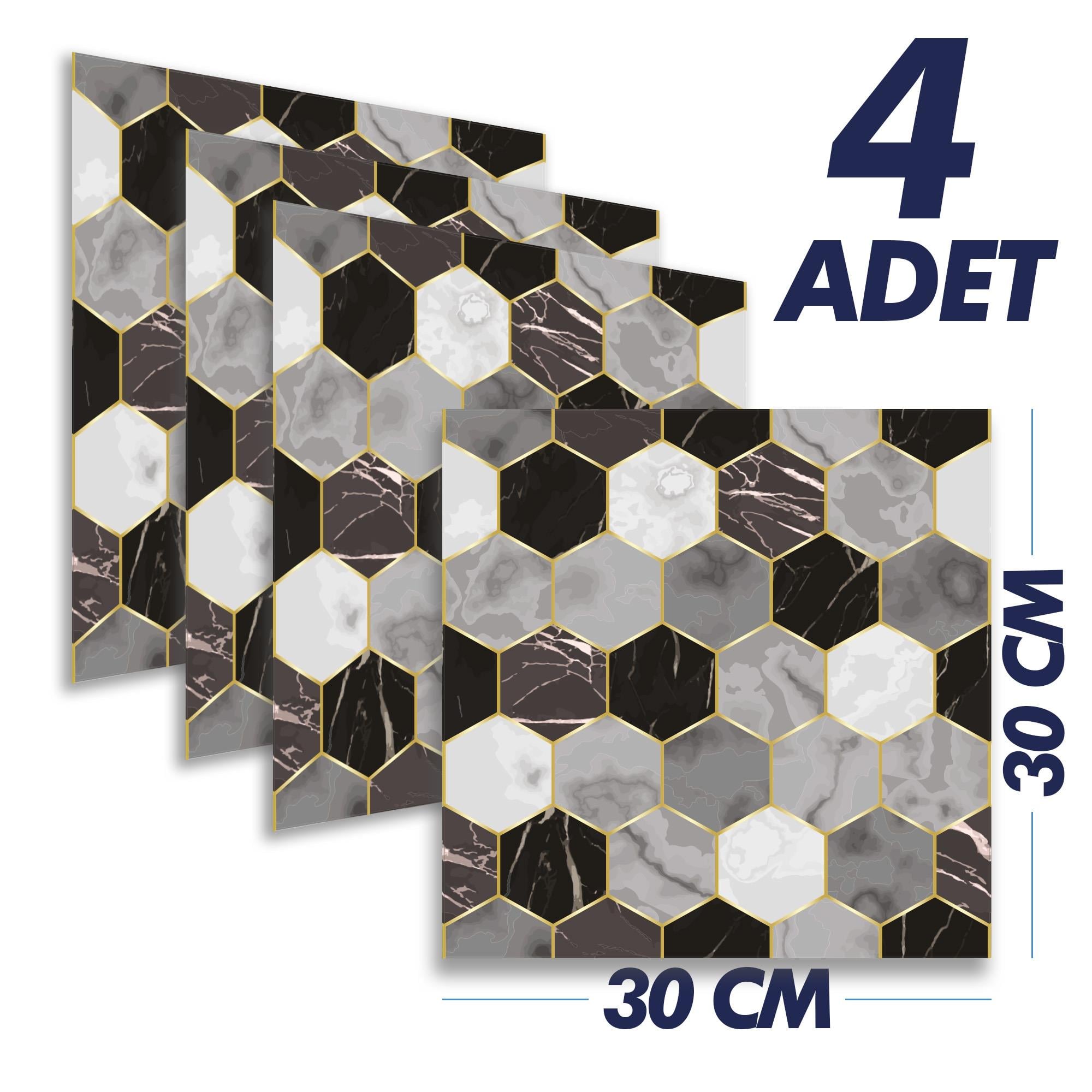 Boss TapeDöşemeYapışkanlı Banyo Mutfak Fayans Kaplama Altıgen Pvc Karo 30x30cm (0,36 m²)