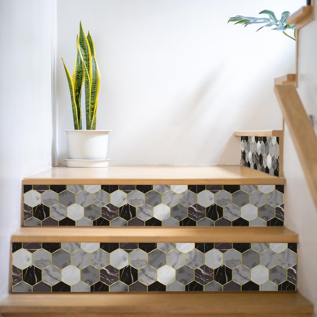 Boss TapeDöşemeYapışkanlı Banyo Mutfak Fayans Kaplama Altıgen Pvc Karo 30x30cm (0,36 m²)