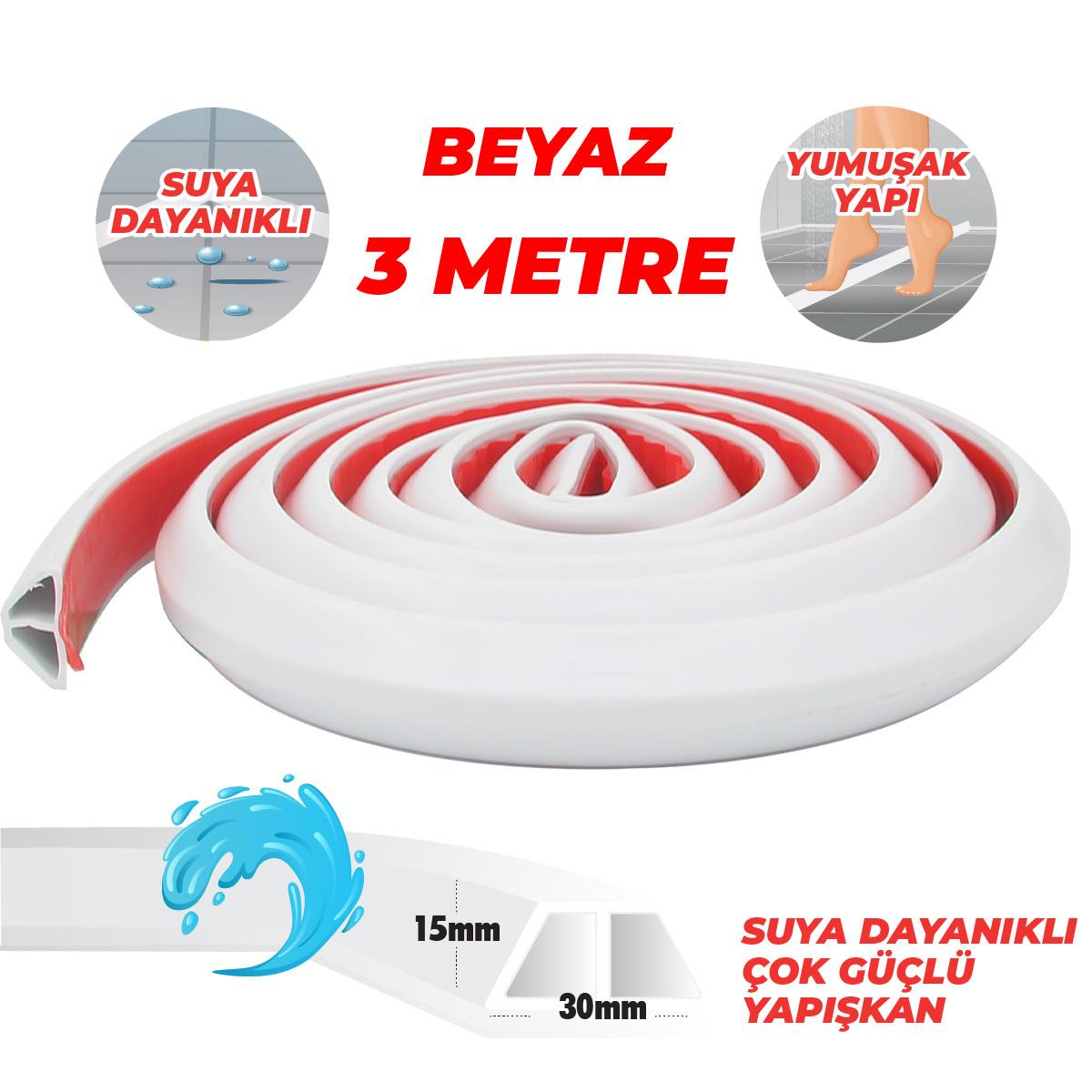 Boss Tapeİzolasyon BantlarıYapışkanlı Duş Kapı Mutfak Tezgahı Etrafı Su Kesici Bariyer Beyaz 3mt