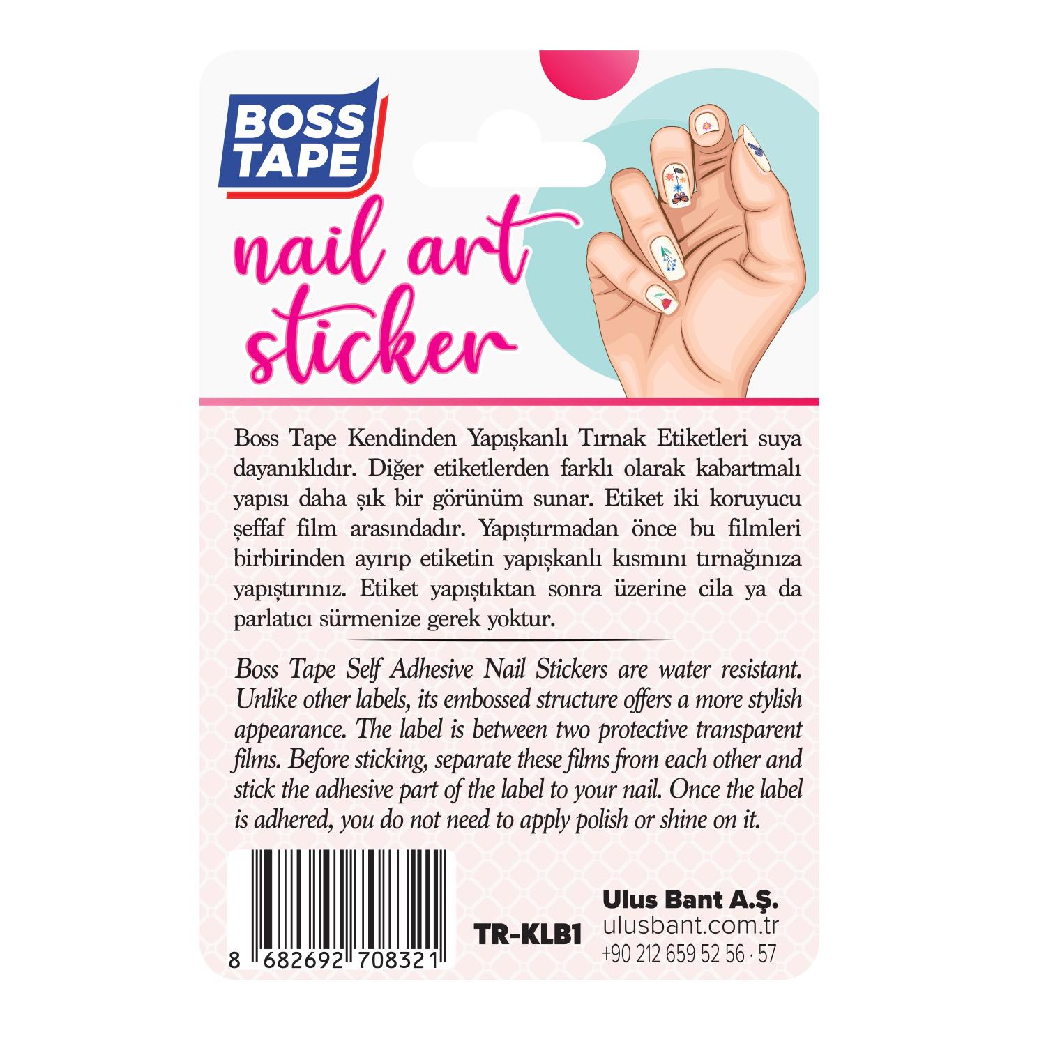 Boss TapeTırnak EtiketiYapışkanlı Tırnak Etiketi Sticker Tırnak Süsleme Nail Art Tattoo Dövmesi Kelebek