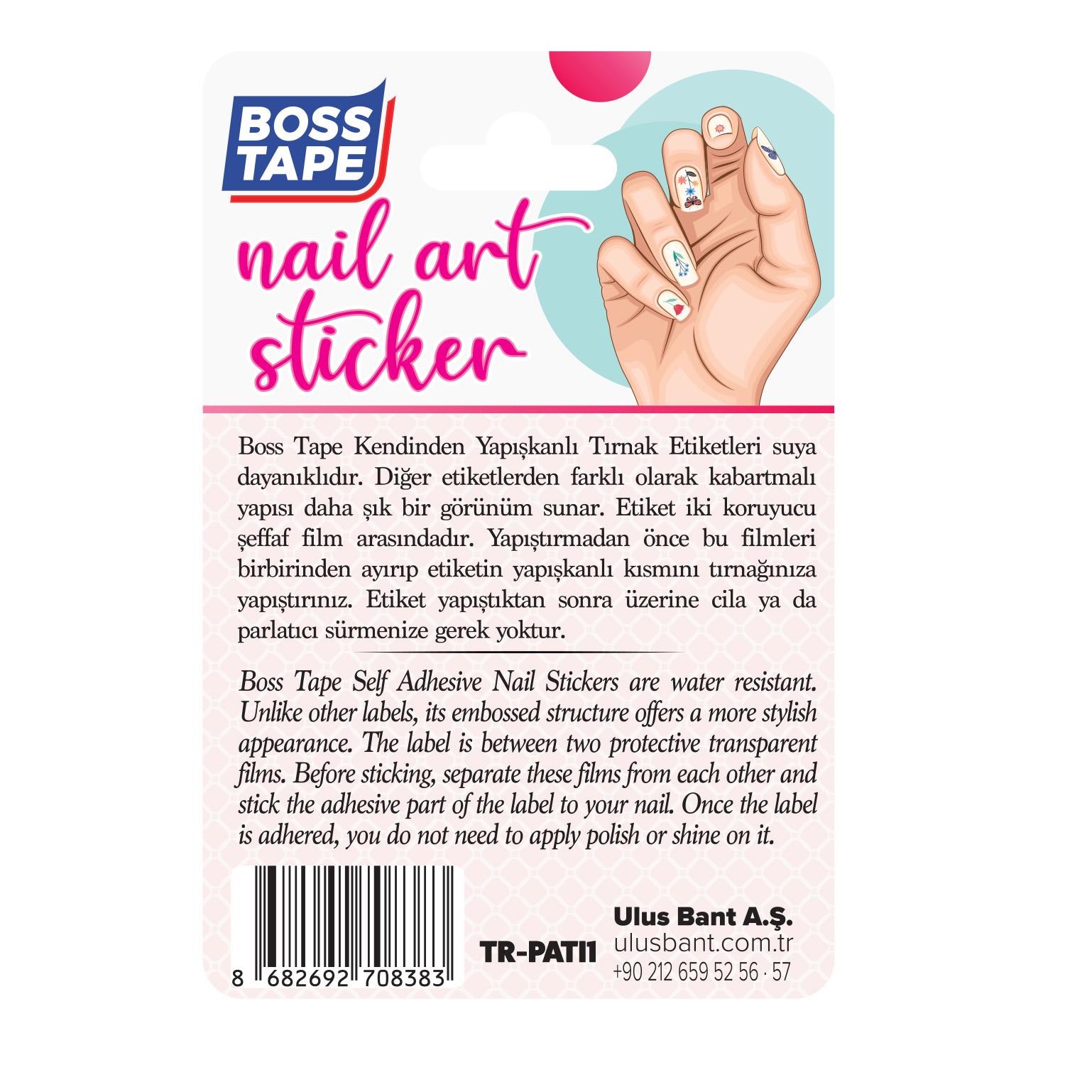 Boss TapeTırnak EtiketiYapışkanlı Tırnak Etiketi Sticker Tırnak Süsleme Nail Art Tattoo Dövmesi Pati