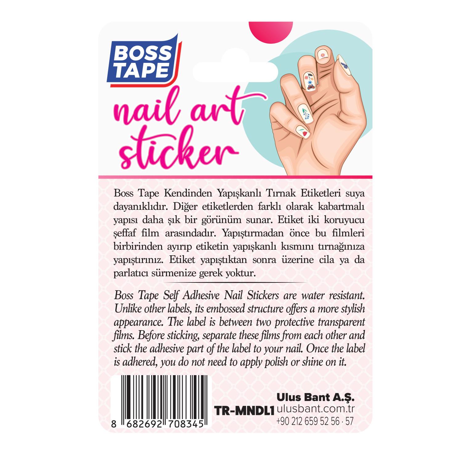 Boss TapeTırnak EtiketiYapışkanlı Tırnak Etiketi Sticker Tırnak Süsleme Nail Art Tattoo Dövmesi Mandala