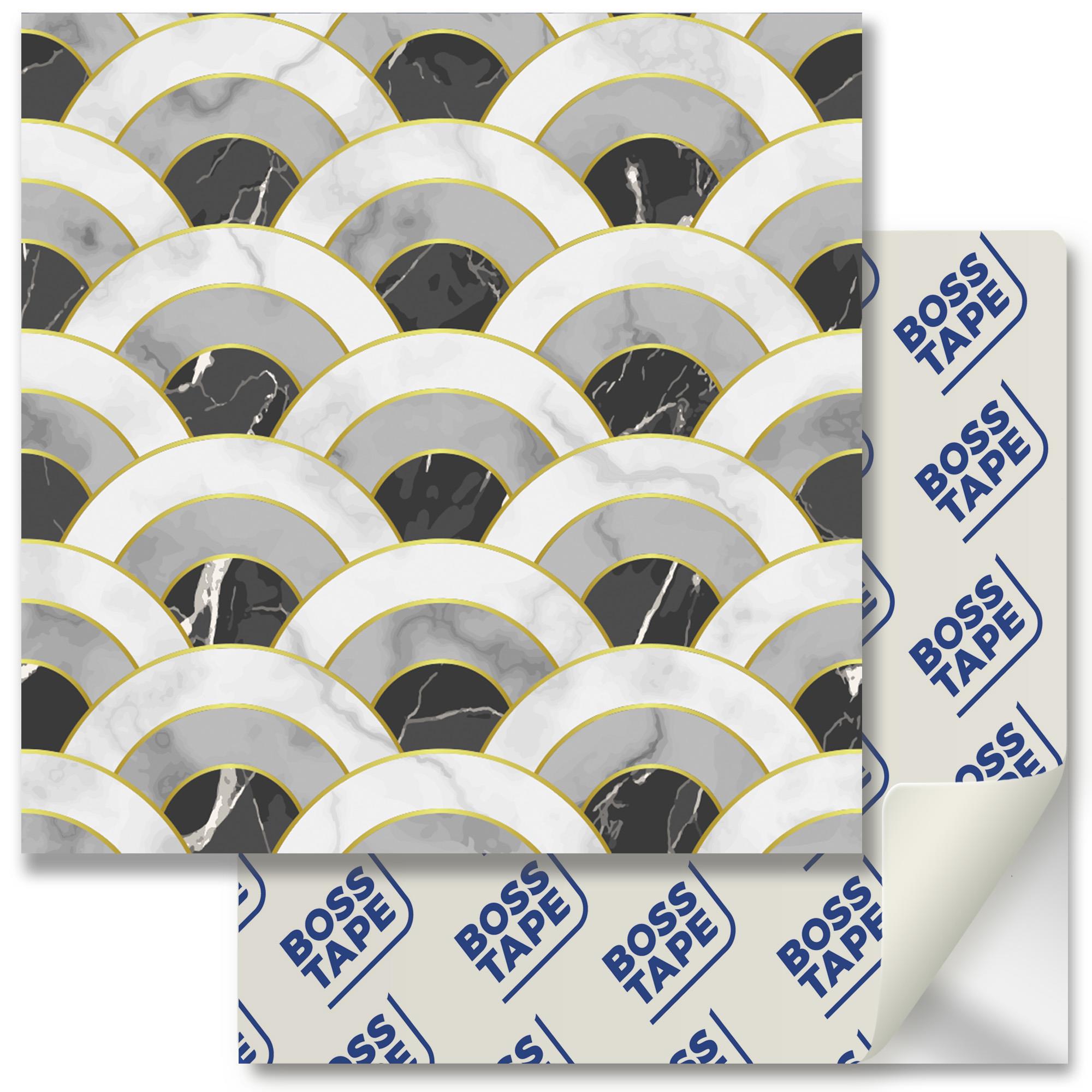Boss TapeDöşemeYapışkanlı Yüzey Fayans Kaplama Yarım Daire 007 Pvc Karo 30x30cm (4 ADET) 0,36 m2