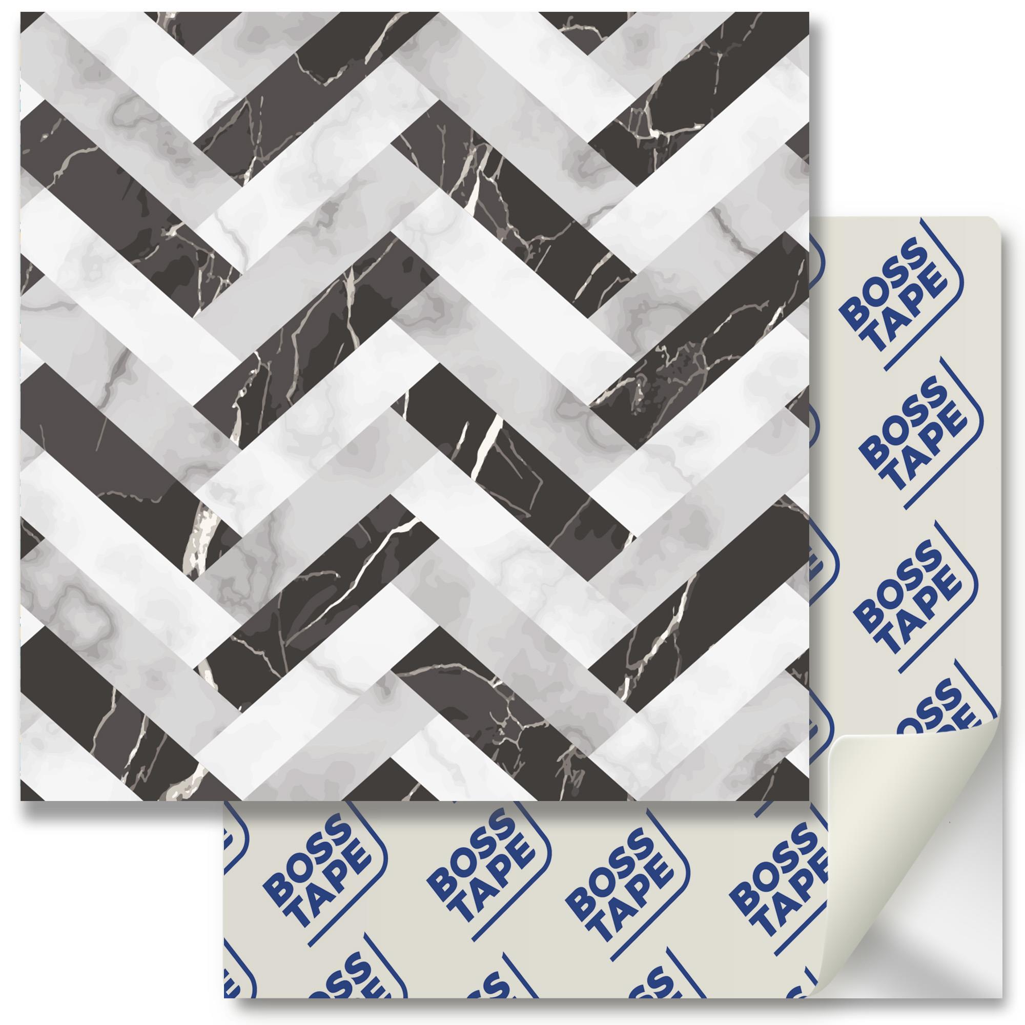 Boss TapeDöşemeYapışkanlı Yüzey Fayans Kaplama Siyah Beyaz Parke 006 Desenli Pvc Karo 30x30cm (4 ADET) 0,36 m2