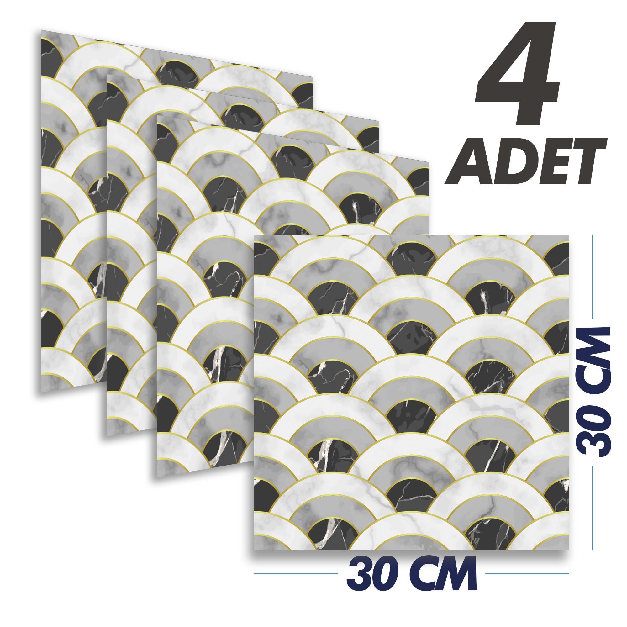 Boss TapeDöşemeYapışkanlı Yüzey Fayans Kaplama Yarım Daire 007 Pvc Karo 30x30cm (4 ADET) 0,36 m2