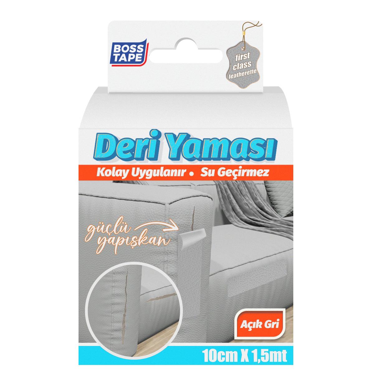 Boss Yapışkanlı Deri Yama Açık Gri En:10cm Boy:1,5