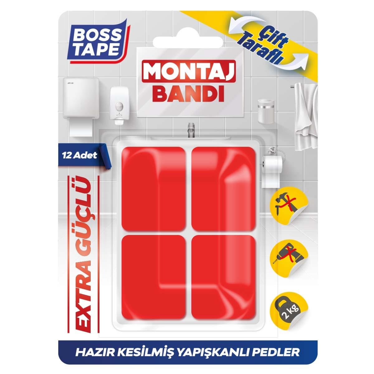 Hazır Kesilmiş 12 Adet Çift Taraflı Montaj Bandı