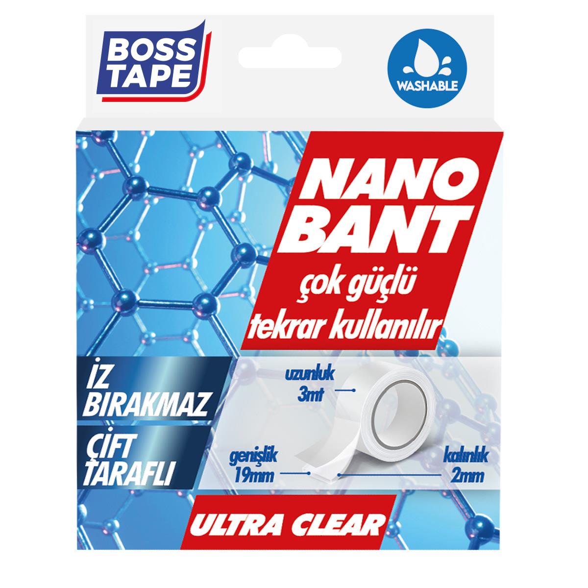 Nano Bant - Şeffaf - Yıkanabilir - Çift Taraflı 19mmX3mt