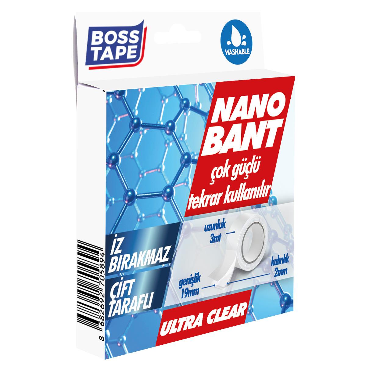 Nano Bant - Şeffaf - Yıkanabilir - Çift Taraflı 19mmX3mt