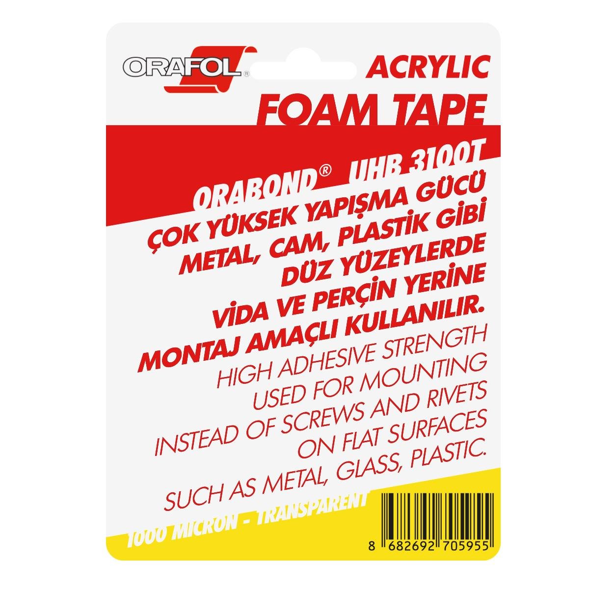 Orafol 3100T Akrilik Köpük Bant 19mmx2mt Orabond