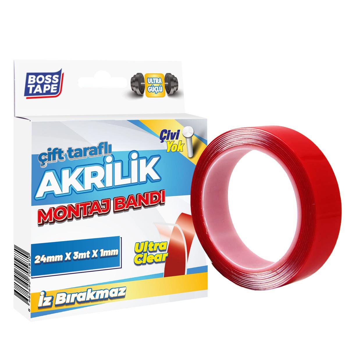 Şeffaf Çift Taraflı Akrilik Montaj Bandı- 24mmx3mt