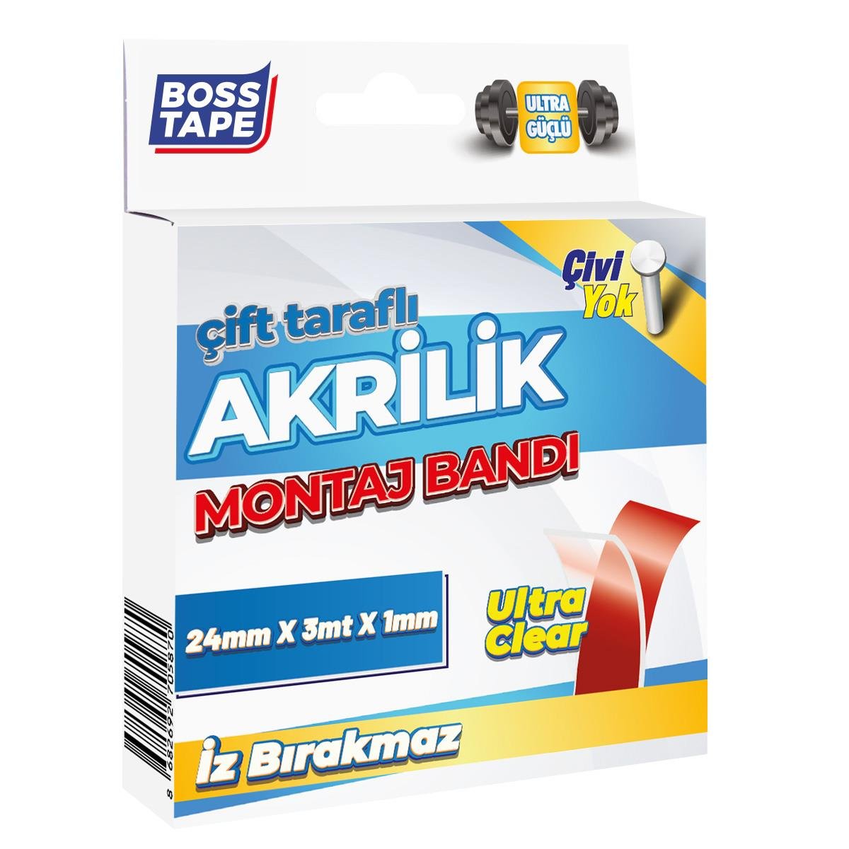 Şeffaf Çift Taraflı Akrilik Montaj Bandı- 24mmx3mt