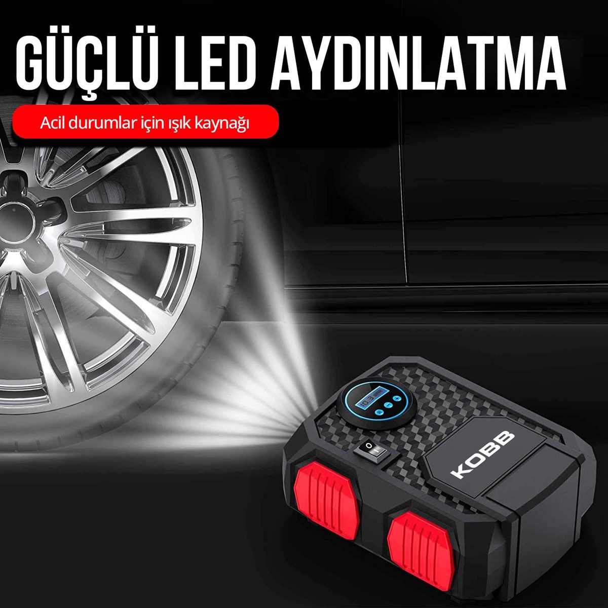 KOBB KB200 12Volt 150 PSI Ayarlanabilir Dijital Basınç Göstergeli Hava Lastik Şişirme Pompası