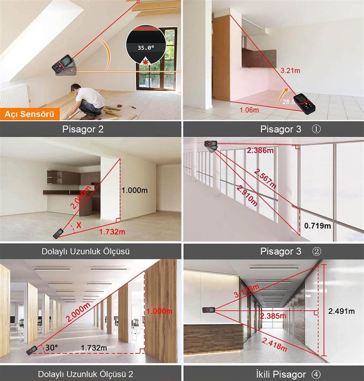 KOBB KBL50 50m Profesyonel Li-ion Şarjlı Lazer Metre