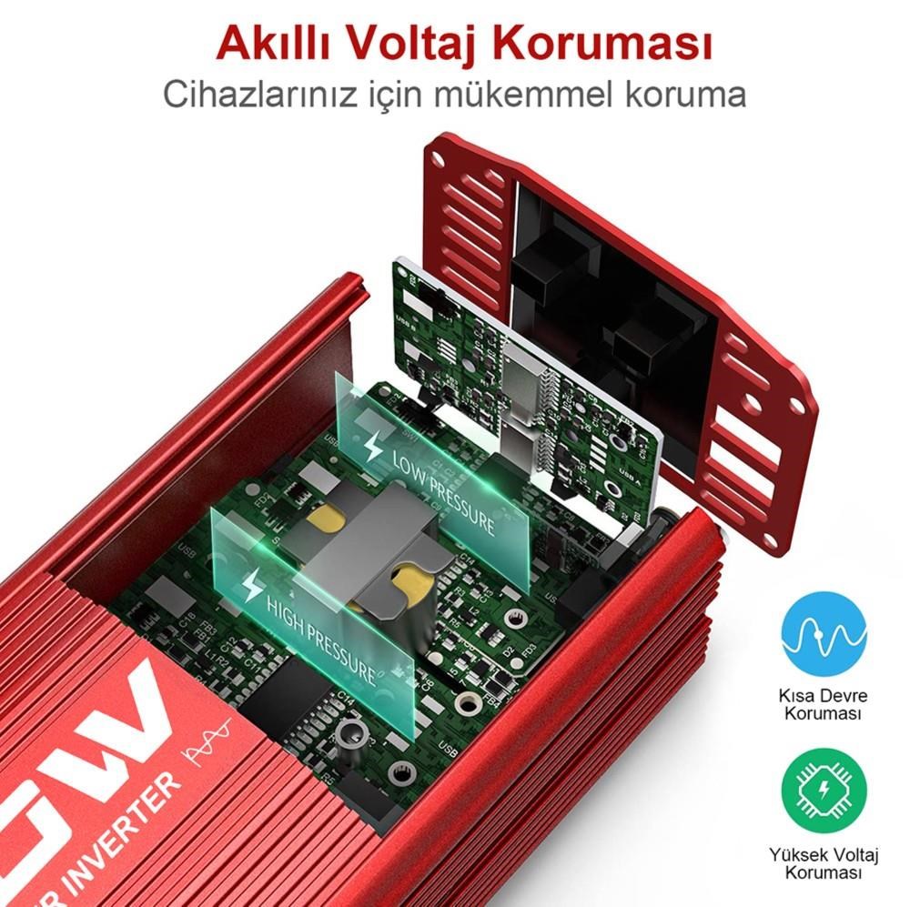 KOBB KBN600 12V/220V 600Watt Modifiye Sinüs Dönüştürücü İnvertör