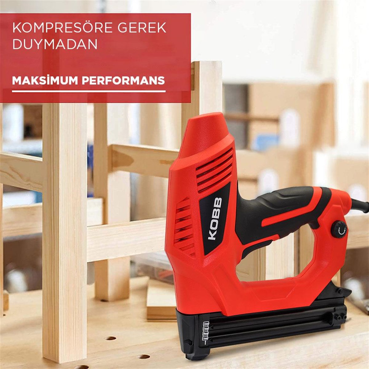 KOBB KBZ90 15-25mm Zımba ve 15-32mm Profesyonel Çivi Çakma Makinesi + 3000 adet Yedek Zımba ve Çivi 
