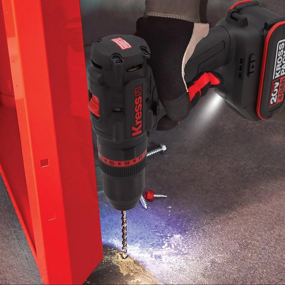 Kress KUC30 20Volt/4.0Ah Li-ion Çift Akülü Kömürsüz Profesyonel Şarjlı Darbeli Matkap