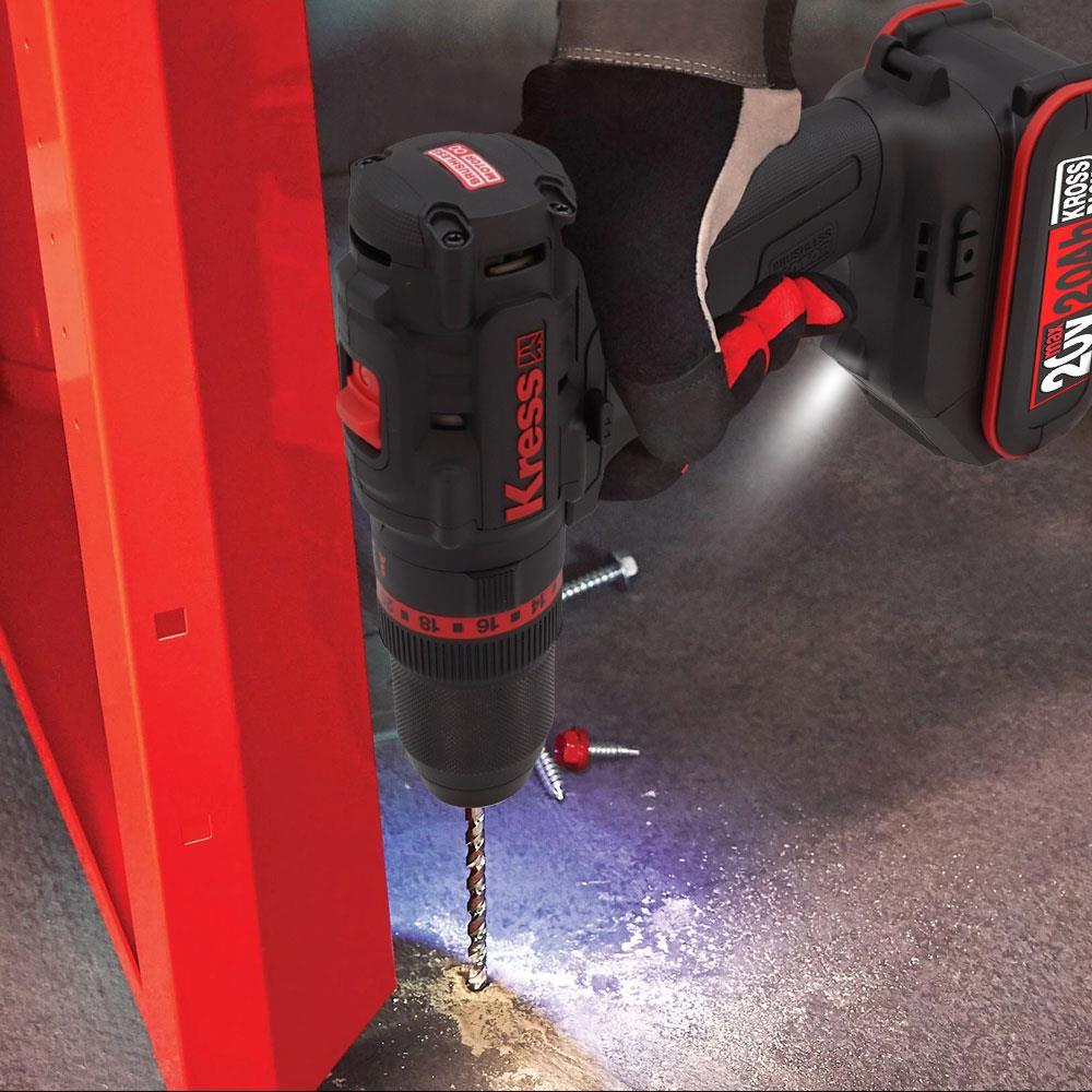 Kress KUC30.1 20Volt/2.0Ah Li-ion 60Nm Çift Akülü Kömürsüz Profesyonel Şarjlı Darbeli Matkap