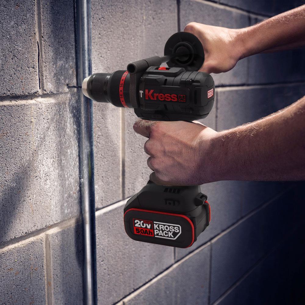 Kress KUC33.1 20Volt/5.0Ah Li-ion 95Nm Çift Akülü Kömürsüz Profesyonel Şarjlı Darbeli Matkap