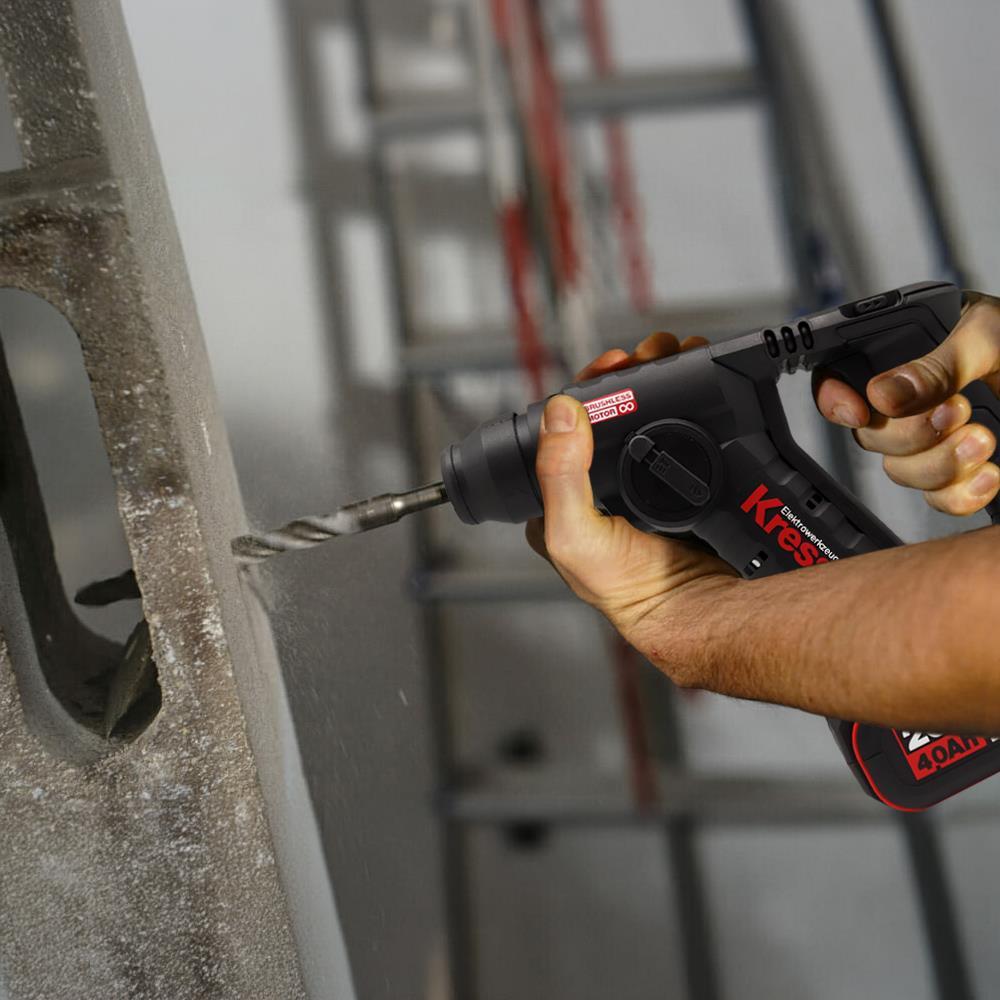 Kress KUC50.2 20Volt/4.0Ah. Li-ion Çift Akülü Kömürsüz 1.7J Profesyonel SDS-Plus Pnömatik Matkap + 10mm Mandren