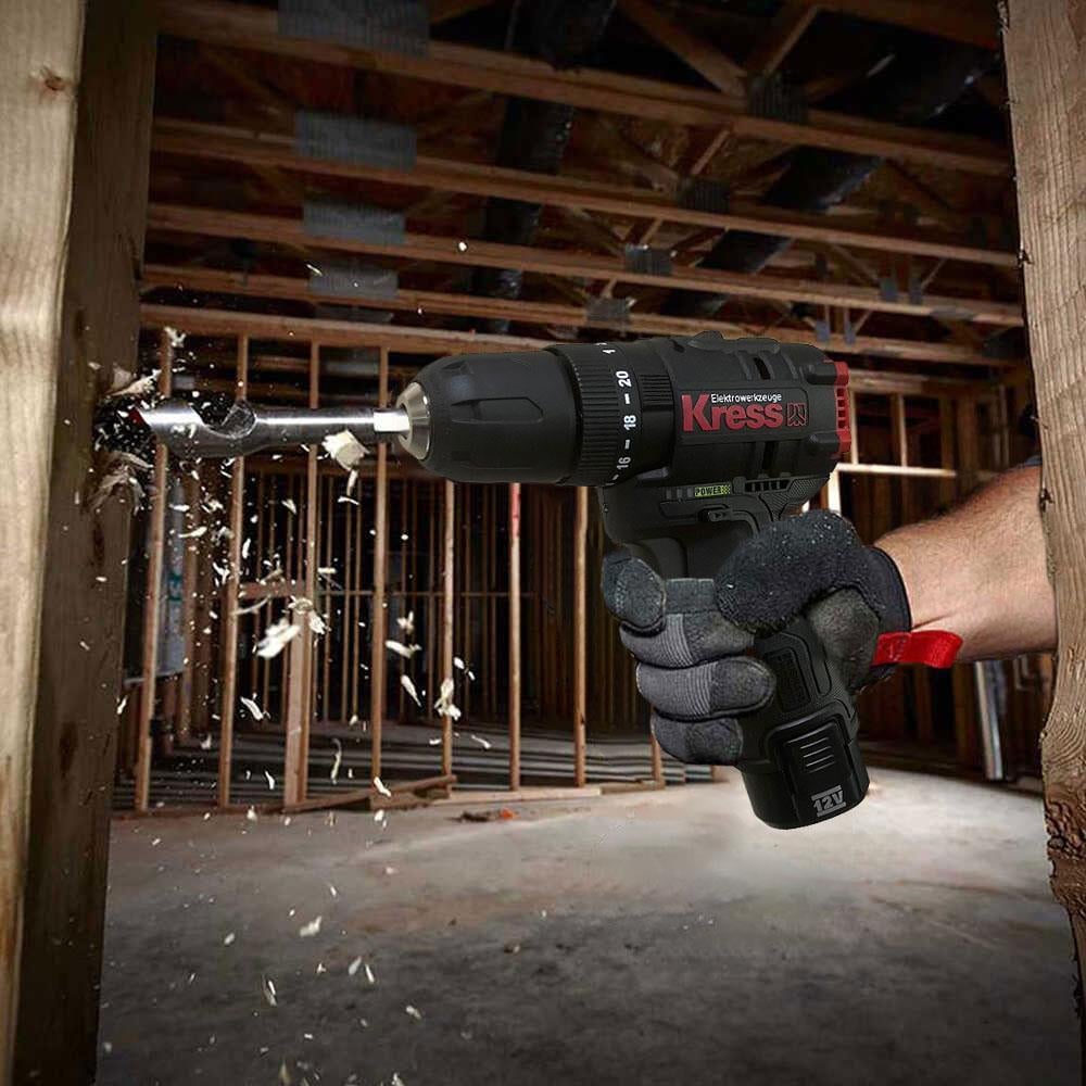 Kress KUG02 12Volt/2.0Ah. Li-ion Çift Akülü Kömürsüz Profesyonel Şarjlı Darbeli Matkap + Kömürsüz Darbeli Tornavida Kombo Set