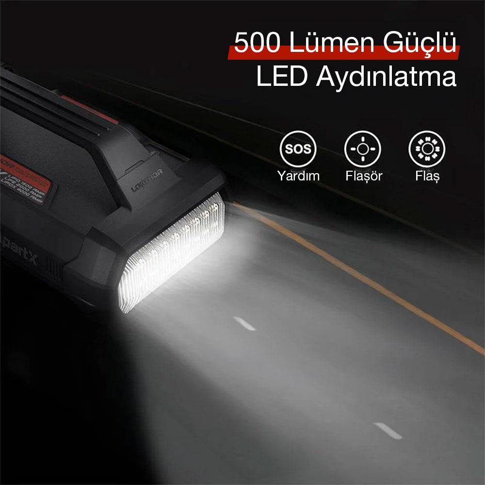 Lokithor APARTX 12V Akıllı Akü Takviye + Pompa + Powerbank + Led Lamba (Akü Dahil Değildir)