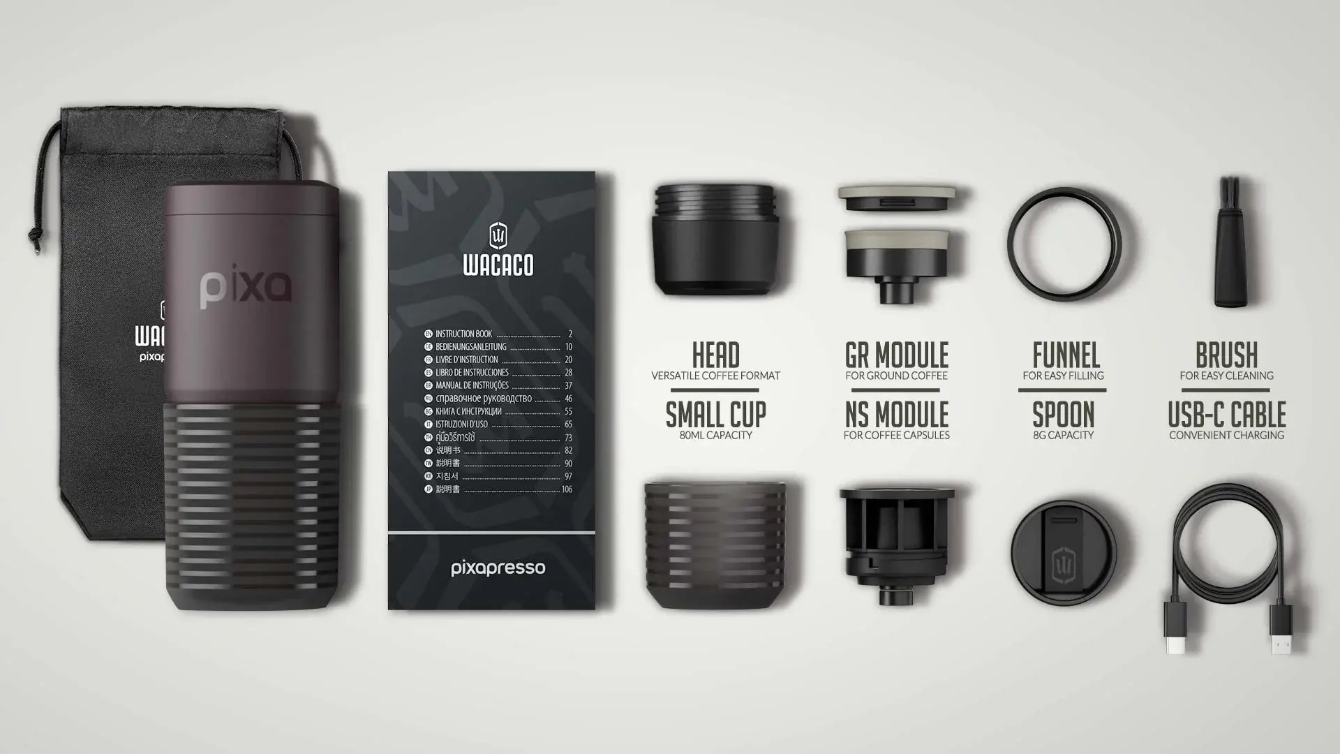 Wacaco Pixapresso YEŞİL- Şarj Edilebilir Pilli Taşınabilir Espresso Makinesi