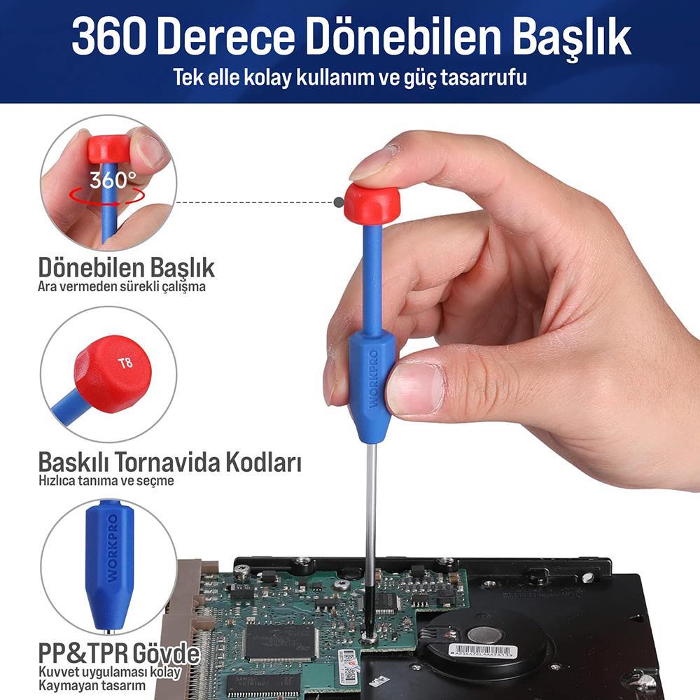 WORKPRO WP200531 12 Parça CR-V Elektronikçi Hassas Profesyonel Onarım Seti