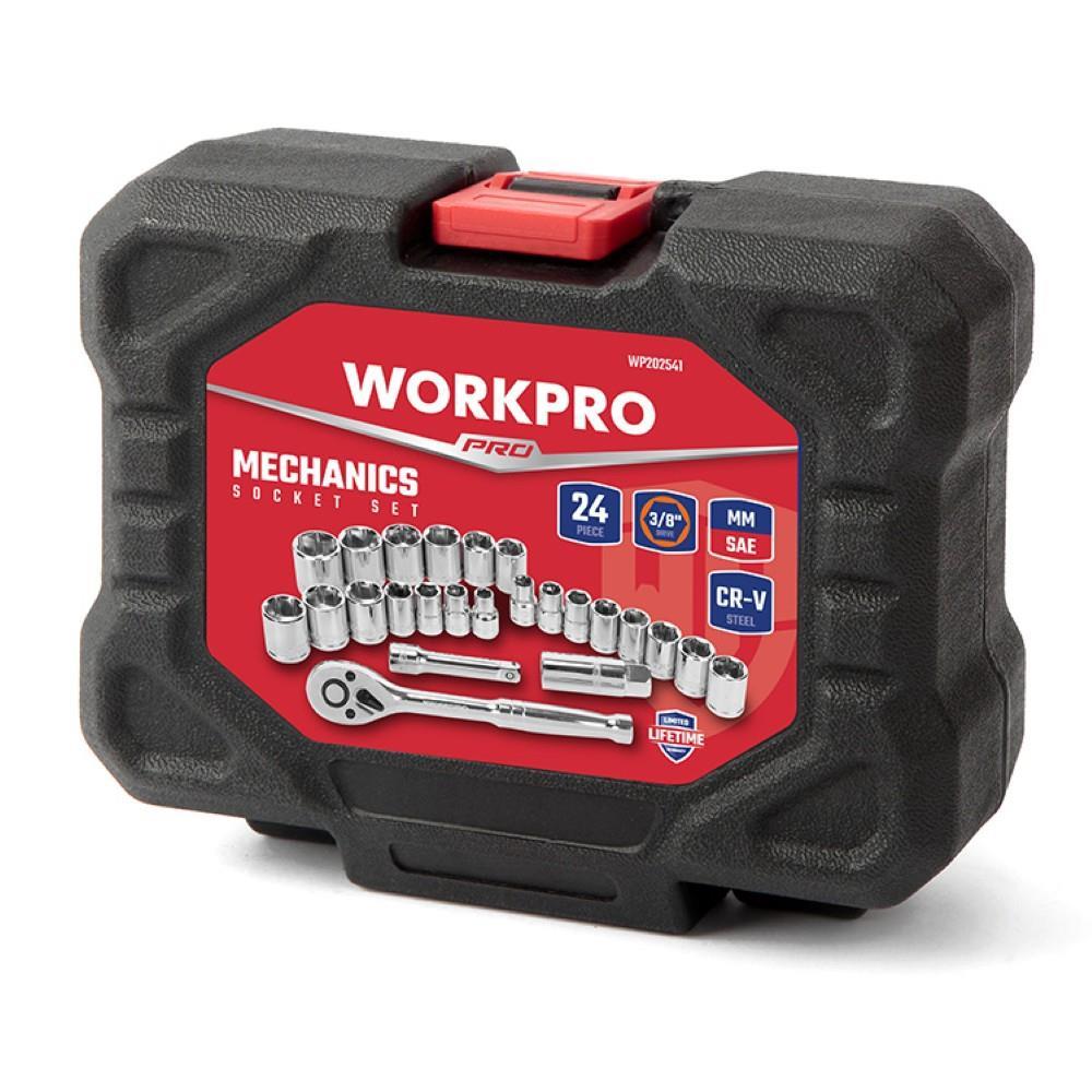 WORKPRO WP202541 3/8'’ CR-V 24 Parça Metrik/İnç Ağır Hizmet Lokma Takımı