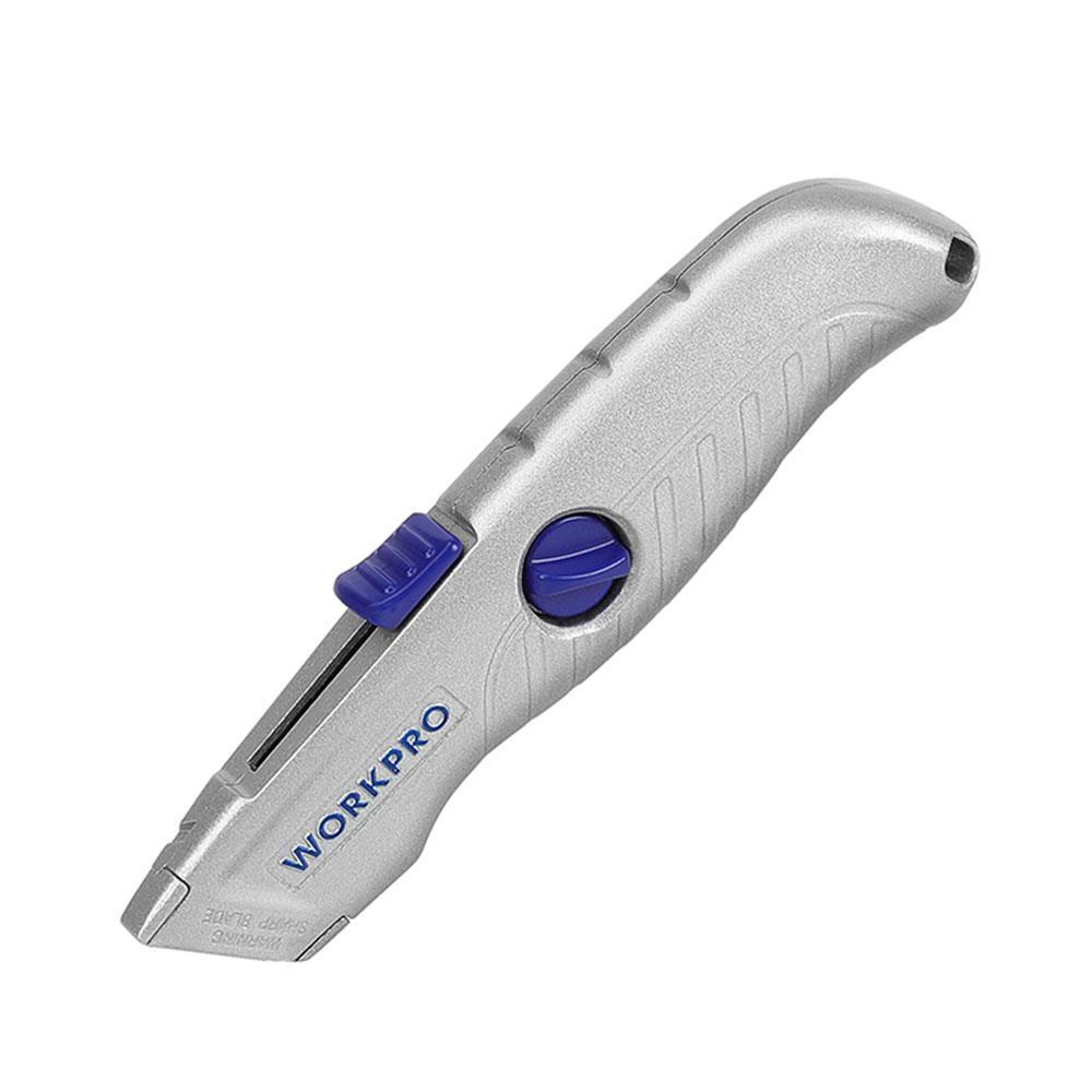 WORKPRO WP213007 Alüminyum Gövde Otomatik Geri Çekilebilir Rötuş Maket Bıçağı 