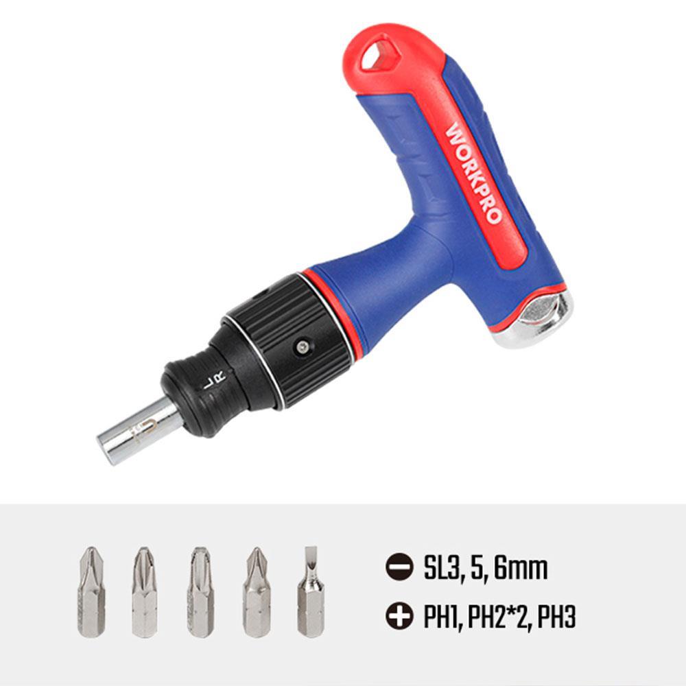 WORKPRO WP221072 7-IN-1 Profesyonel CR-V T- Saplı Cırcırlı Manyetik Tornavida Seti 
