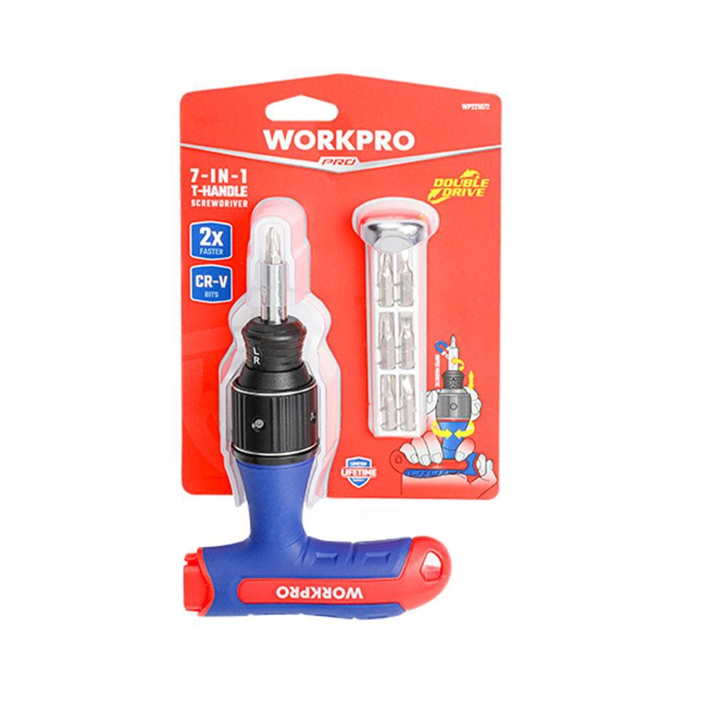 WORKPRO WP221072 7-IN-1 Profesyonel CR-V T- Saplı Cırcırlı Manyetik Tornavida Seti 