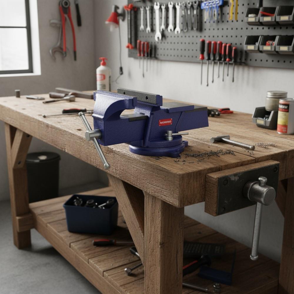 WORKPRO WP233005 100mm 360° Döner Tabanlı Örslü Profesyonel Tezgâh Mengene
