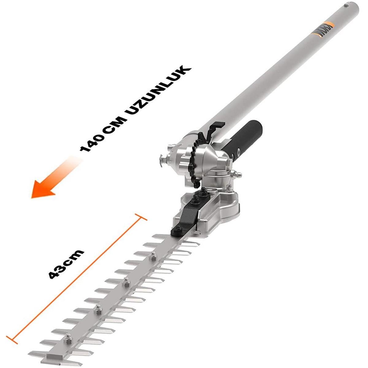 WORX WA0220 WG186E.1 ile Uyumlu 43CM Teleskobik Uzatmalı Açı Ayarlı Çit Budama Başlığı 