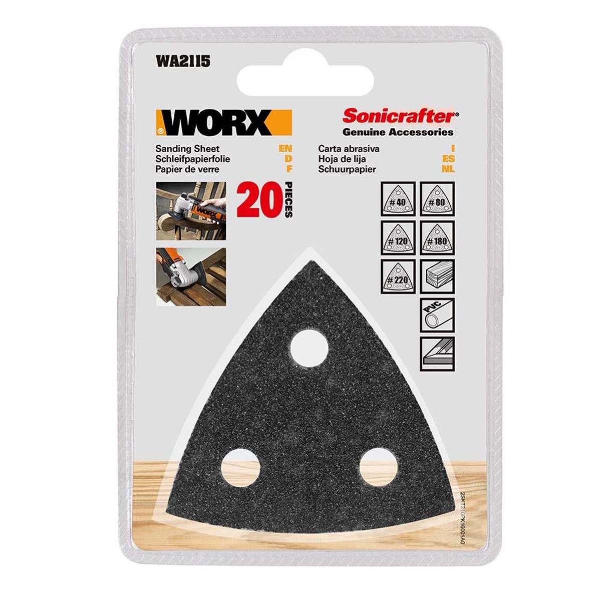 WORX WA2115 20 Parça Çok Amaçlı Zımpara Makinası Cırtlı Universal Yedek Delikli Zımpara Kâğıdı Seti
