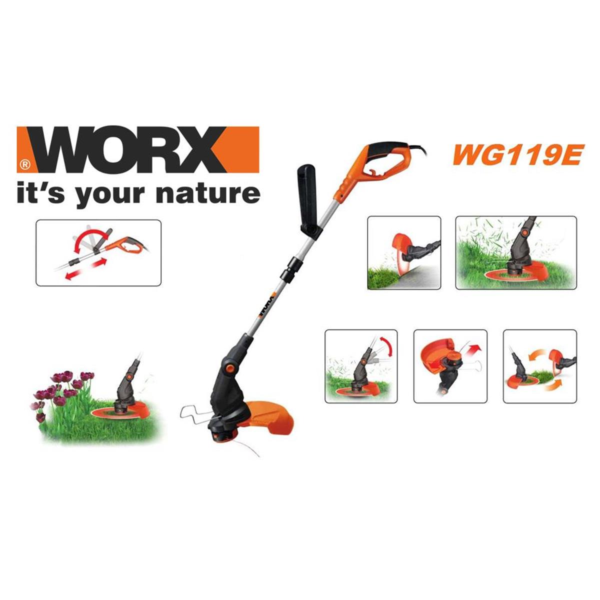 WORX WG119E 550Watt 30cm Elektrikli Teleskobik Saplı Misinalı Çim ve Kenar Kesme 