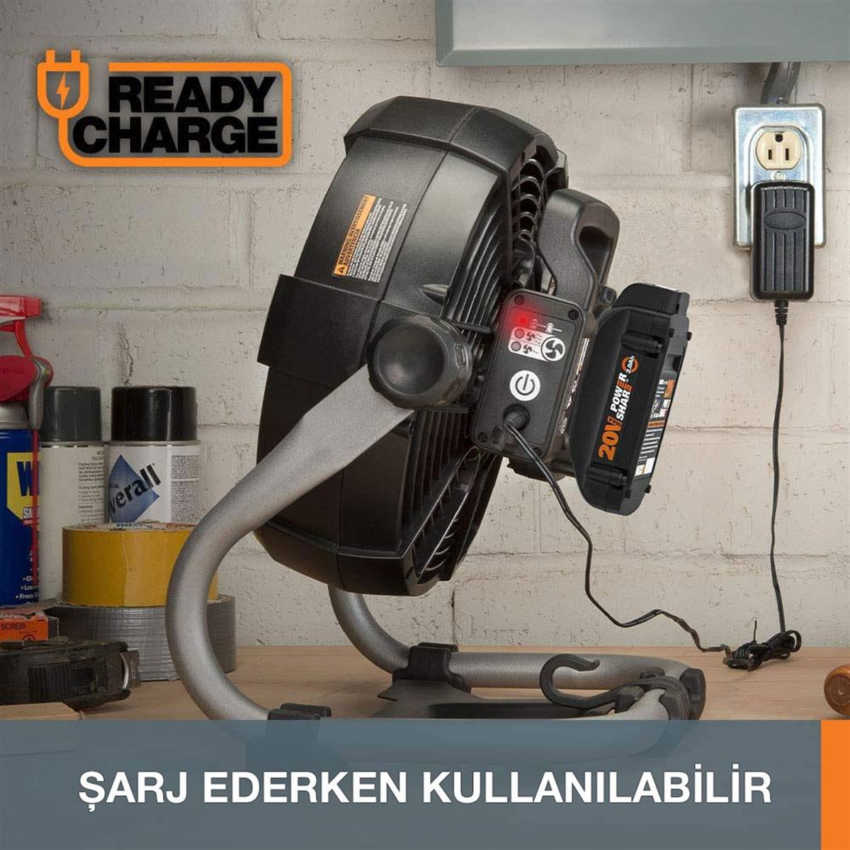 WORX WX095 20Volt 2.0Ah. Li-ion 242mm Profesyonel Hibrit Şantiye Fanı/Vantilatör