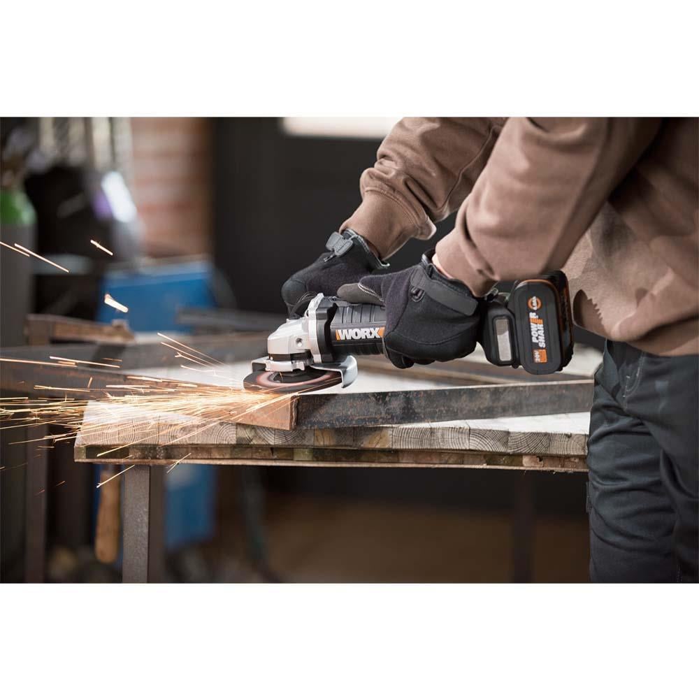 WORX WX812.9C 20Volt 2.0Ah. 125mm Kömürsüz Profesyonel Tek Akülü Şarjlı Avuç Taşlama 
