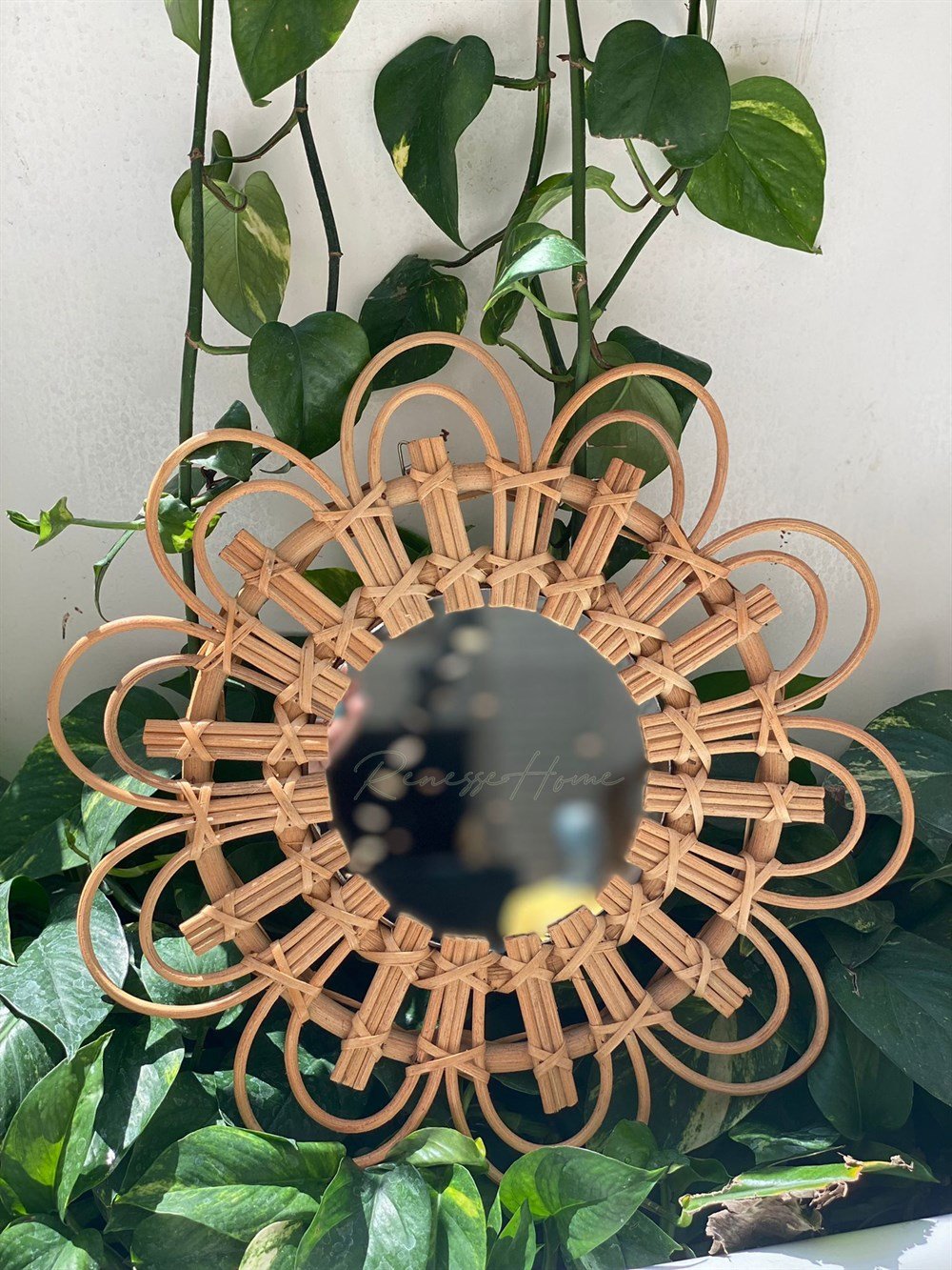 Abuja El Yapımı Rattan Duvar Aynası